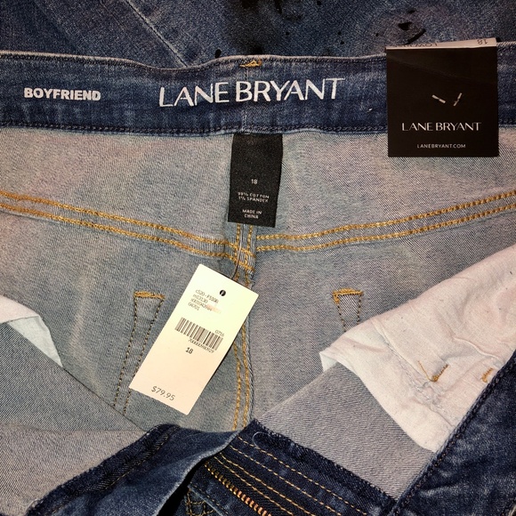 🎉7xHP🎉 LANE BRYANT Low Rise Boyfriend Jeans Paint Distressed Stretch 18 NWT! - Picture 14 of 16